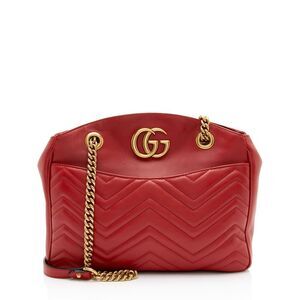 Gucci Matelasse Leather GG Marmont Medium Open Shoulder Bag